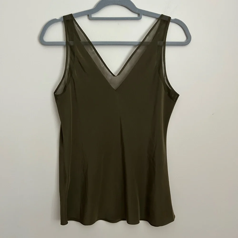 Ted Baker Dark Olive Green Tank Blouse 100% Silk Size 3 or 8 - Picture 5 of 5